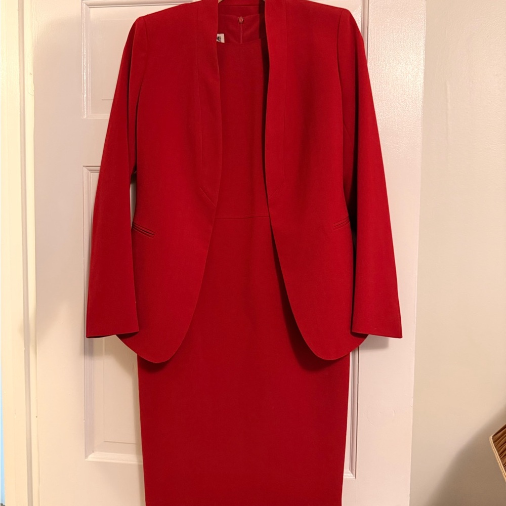 Elegant Red Blazer and Dress Set
